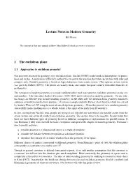 Lecture Notes in Modern Geometry 1 the Euclidean Plane
