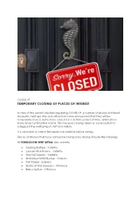 Temporary Closing of Places of Interest