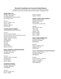 Worcester Foundations and Corporate Giving Programs