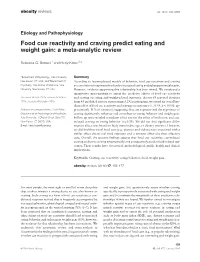 Food Cue Reactivity and Craving Predict Eating and Weight Gain: a Meta-Analytic Review