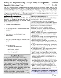Mercy and Forgiveness Grades Catechist Reflection Page Vol