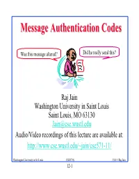Message Authentication Codes