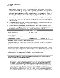 Safeguard Screening Form Prepared By: Michele Andrianarisata Date of Preparation: Comments
