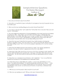 Sample Interview Questions for Debra Brenegan Author of Shame the Devil