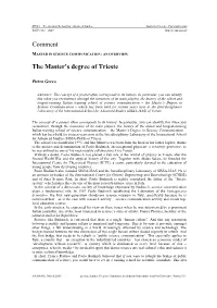 Comment the Master's Degree of Trieste