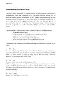 Appendix 2 ORDER of PRIORITY for AIRSPACE USE