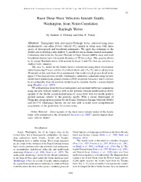 Basin Shear-Wave Velocities Beneath Seattle, Washington, from Noise-Correlation Rayleigh Waves by Andrew A