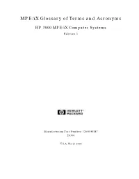 MPE/Ix Glossary of Terms and Acronyms