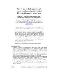 Narrow Line Width Frequency Comb Source Based on an Injection-Locked III-V-On-Silicon Mode-Locked Laser