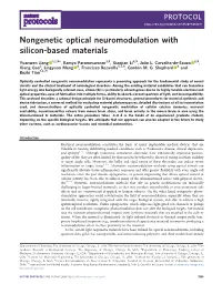 Nongenetic Optical Neuromodulation with Silicon-Based Materials