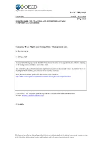Consumer Data Rights and Competition - Background Note by the Secretariat