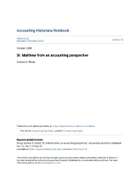 St. Matthew from an Accounting Perspective