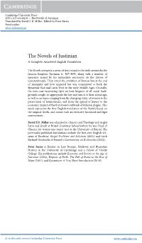 The Novels of Justinian Translated by David J