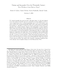 Unions and Inequality Over the Twentieth Century: New Evidence from Survey Data∗