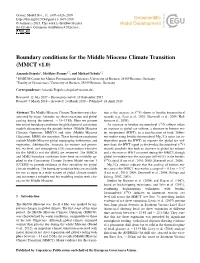 Boundary Conditions for the Middle Miocene Climate Transition (MMCT V1.0)