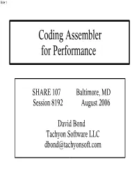 Coding Assembler for Performance