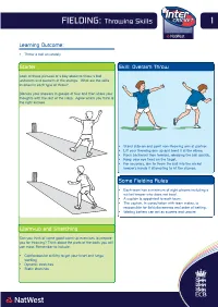 FIELDING: Throwing Skills 1