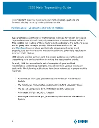 IEEE Math Typesetting Guide for Latex Users