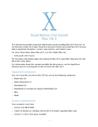 Read Before You Install Mac OS X