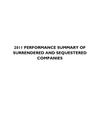 Summary of Surrendered and Sequestered Companies