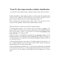 Trent 91; First Steps Towards a Stylistic Classification (Revised 2019 Version of My 2003 Paper, Originally Circulated to Just a Dozen Specialists)