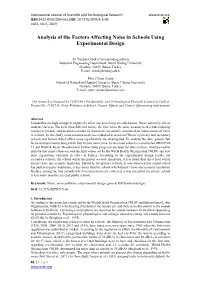 Analysis of the Factors Affecting Noise in Schools Using Experimental Design