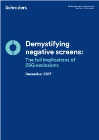 Demystifying Negative Screens: the Full Implications of ESG Exclusions