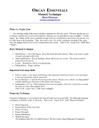 ORGAN ESSENTIALS Manual Technique Sheri Peterson Sheri.Peterson@Gmail.Com