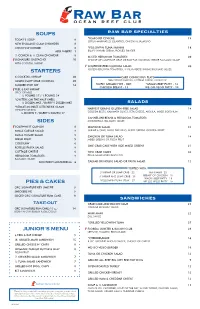 Raw Bar Menu