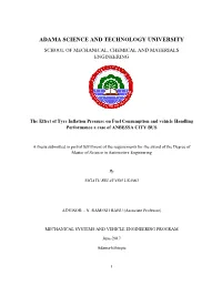 The Effect of Tyre Inflation Pressure on Fuel Consumption and Vehicle Handling Performance a Case of ANBESSA CITY BUS
