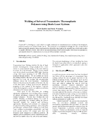 Welding of Infrared Transmissive Thermoplastic Polymers Using Diode Laser Systems