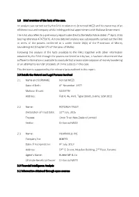1.0 Brief Overview of the Facts of the Case. an Analysis Was Carried Out