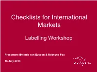 Checklists for International Markets