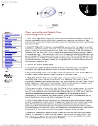 Soyuz Landing Reliability Study