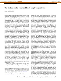 The First Successful Combined Heart-Lung Transplantation