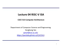 Lecture 04 RISC-V ISA