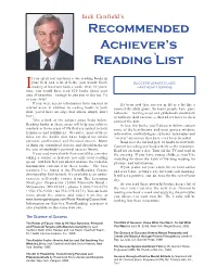 Recommended Achiever's Reading List