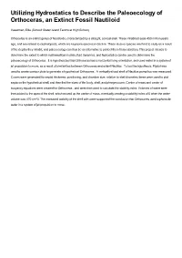 Utilizing Hydrostatics to Describe the Paleoecology of Orthoceras, an Extinct Fossil Nautiloid