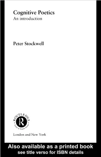 Cognitive Poetics: an Introduction