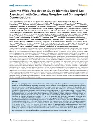 Genome-Wide Association Study Identifies Novel Loci Associated with Circulating Phospho- and Sphingolipid Concentrations
