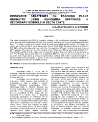 Innovative Strategies on Teaching Plane Geometry Using Geogebra Software in Secondary Schools in Delta State