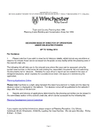 (Listed Building and Conservation Area) Act 1990 DECISIONS MADE by DIRECTOR of OPER