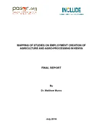 Mapping of Studies on Employment Creation of Agriculture and Agro-Processing in Kenya