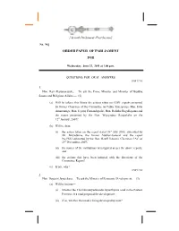 Order Paper of June 22, 2011