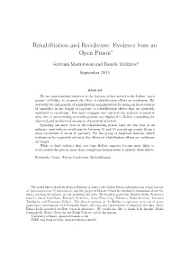 Rehabilitation and Recidivism: Evidence from an Open Prison∗