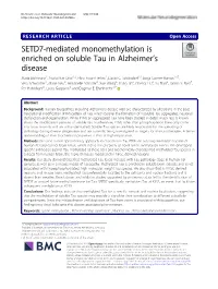 SETD7-Mediated Monomethylation Is Enriched on Soluble Tau in Alzheimer's Disease