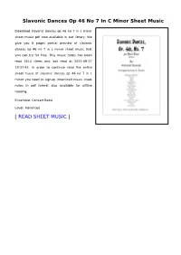 Sheet Music of Slavonic Dances Op 46 No 7 in C Minor You Need to Signup, Download Music Sheet Notes in Pdf Format Also Available for Offline Reading