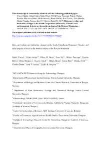 This Manuscript Is Contextually Identical with the Following Published Paper: Vincze Ildikó; Orbán Ildikó; Birks Hilary H; P