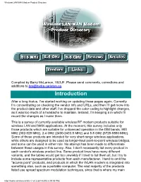 Wireless LAN/MAN Modem Product Directory