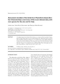 Annotated Checklist of the Birds from Pantelleria Island